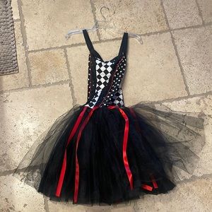 Black white and red dance costume
